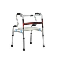 Jonigo Elderly Person Assisted Walker with Seat Cushion Aluminum Alloy Patient Walker Four-Legged Walking Stick (Color : Red)