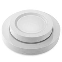 50 Disposable White Heavy Duty Plastic Plates | 25 Dinner Plates and 25 Dessert or Appetizer Plates | Premium Combo Disposable Dinnerware Set | Great for Parties or Weddings. (50 Pack) by Bloomingoods