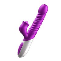 Qksky 10 Frequency Licking Heating Telescopic Double Toy Wireless & Waterproof - Powerful Multi Speed - Whisper Quiet - Cordless - Mini