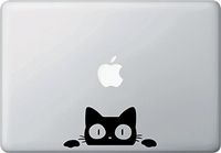 Yadda-Yadda Design Co. Surprise Cat Peeking Vinyl MacBook Laptop Decal Sticker - Copyright 2015 YYDC (Size and Color Choices) (Medium, 5.5" w x 2.5" h, Black)