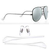 HEYDEFO Replacement Temple Tips Nose Pads for Ray-Ban Aviator RB3025 3026 Sunglasses Repair Kits (Clear),Bonus Sunglasses Bag
