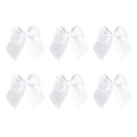 HEALLILY Mini Satin Ribbon Bows Ties Bows for DIY Kids Hair Clips Gift Packing Applique Embellishment 60pcs (White)