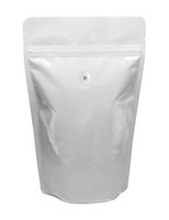 BAP 16 oz White Stand Up Pouch, Valve, Zip, Coffee (100 pcs)