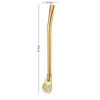 Iuhan Fashion Multicolour Stainless Steel Drinking Tea Yerba Mate Straw Gourd Bombilla Filter Spoon (Gold)