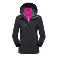 Women's 3-in-1 Waterproof Ski Jacket, Windproof Puffer Liner Warm Winter Coat Hoodies Jacket Winter Thick Outerwear(Black, XXXL)