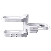 3-Layer Rotatable Bathroom Kitchen Shelf, Wall Mount, Muti-Function Plastic Hair Dryer Holders, Adhesive Detachable Hair Care & Styling Tool Organizer (Pattern : with Hair Dryer Rack)