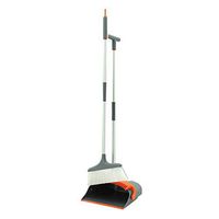Broom and Dustpan Non-Stick Hair Plastic Broom and Dustpan Non-Slip Handle Windproof Stainless Steel Rod Broom Set Used for Lobby Floor Toilet Garage