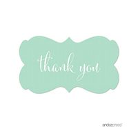 Andaz Press Fancy Frame Rectangular Label Stickers, Thank You, Mint Green, 36-Pack