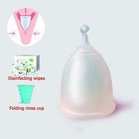 DNNAL Menstrual Cup, Medical Silica Gel Leakproof Reusable Period Cup Super Soft and Flexible with Folding Rinse Cup,Whites