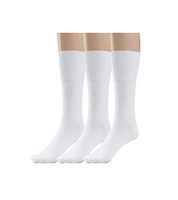 Silky Toes 3 or 6 Pk Men's Diabetic Non-Binding Cotton Dress Socks, Multi Colors Also Available in Plus Sizes… (9-11, White - 3 Pairs)