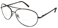 Edge I-Wear Classic 70's Clear Aviator Reading Glasses Women Bifocal Readers for Men 2.50 20391CB-+2.50-2(Gunmetal)
