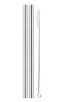 Extra Wide Reusable Stainless Steel Straws, 2 pack  1 Bonus Cleaning Brush Included, Designed for use with Boba Bubble Tea / thick milkshakes / Smoothies 9.5” Length Food Grade Steel
