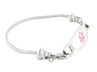 N Style ID Women's Beaded Pan-Dorra Style PRE-Engraved"Type 1 Diabetes" Medical Id Bracelet - Pink 7.25