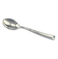 Plastic Silver Spoons Heavyweight 600 Pcs - Disposable Fancy Silverware Dessert Spoons - Heavy Duty Reusable Bulk Party Cutlery Flatware Utensil Set For Wedding, Thanksgiving, Birthday & All Occasions