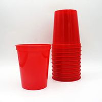 10 Pack - 16 oz Reusable Plastic Stadium Cups - Blank, Reusable or Disposable Unbreakable Tumblers Perfect for Any Party/Fiesta, or Customizable for Marketing and DIY Projects (Red)