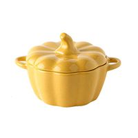 wuchenmin Pumpkin Porcelain Canister,Pumpkin Shape Ceramic Sugar Bowl with Lid,Suitable for Home Cooking,Restaurant,Yellow