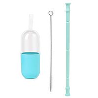 Lixada Collapsible Reusable Straws,Food Grade Silicone Drinking Straw with Storage Case Cleaning Brush for Traveling Hotel Party Household