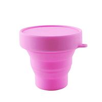 Menstrual Cup Holder Foldable Sterilizing Storage Container Collapsible Silicone Travel Cup for Outdoor Camping and Hiking (Pink)