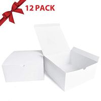 Niclogi Gift Boxes 12 Pack 8 x 8 x 4" Fold Paper Gift Boxes with Lids for Gifts, Bridesmaids Proposal Boxes, Cupcake Boxes, Ornaments Gifts Boxes, Crafting(White)