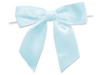6ct. Pre-Tied Light Blue 5" Satin Gift Bows Wire Ties Ready-to-Use 1-1/2" Ribbon