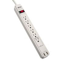 Tripp Lite - Protect It! Surge Suppressor, 6 Outlets, 6 ft Cord, 990 Joules, Cool Gray TLP606USB (DMi EA