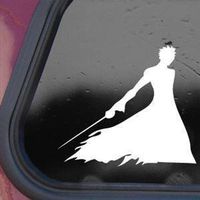 Bleach - Ichigo Silhouette - Vinyl 6" tall (color: WHITE) decal laptop tablet skateboard car windows sticke