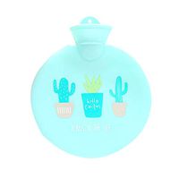 Aoruisier 1pcs Cartoon Water Injection Mini Hot Water Bottle Winter Student Hand Warmer Filled with Water Heating Bag Rubber Explosion-proof 800ml 25X21CM Green Cactus