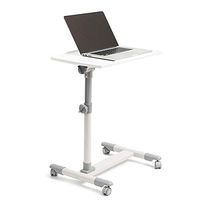 DNZDZ Multi-Purpose Mobile Overbed Table,Medical Adjustable Portable Tilt Overbed Bedside Table Notebook Desk Sofa Side Table for Hospital and Home Use, Four Wheels White