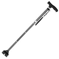 Outdoor Elderly Walking Stick with 4 Leg Base, Aluminum Alloy Folding Crutches with LED Light