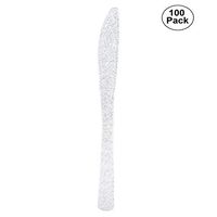 Plastic Knives Disposable, 100 Pack Disposable Cutlery Flatware Silverware for Catering Events, Parties, Dinners, Weddings, Receptions and Everyday Use (US STOCK) (Silver)