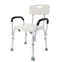 Shower Chair Bath Seat Bench with Removable Back &Arms, Tool-Free Assembly, Portable Bath Seat, Adjustable Height, w/Non-Slip Feet & Bonus Loofah Back Scrubber by Aimik (Silver-D)