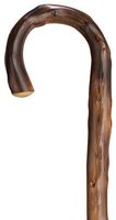 Walking Cane - Men's Congo Men's Crook Handle, geunine Congo Chestnut Wood-scorched, with Natural bark and Natural Taper, 36" Long with Rubber tip Size Varies.