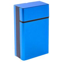 roygra Cigarette Case King Size (18-20 Capacity) One-Handed Operation Sturdy Cigarette Holder Metal Exterior and Plastic Inner (Blue)