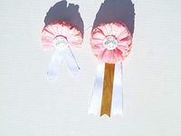 Floral Baby Shower Party Buttons Themed Pin Back Buttons Keepsake Corsage for Mom and Dad To Be (Circle Floral, Pink and Gold)