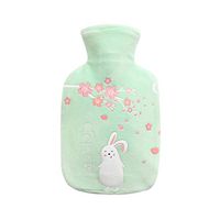 Hot Water Bottle,Portable Silicone Hot Water Bag,Hot & Cold Therapy,Great for Menstrual Pain Relief for Women,Arthritis, Headaches,Kids and Gifts,Cartoon Flower Rabbit Print