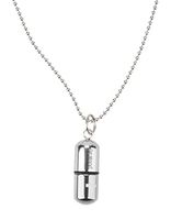 Pill Fob Necklace with 25" Chain - Indiscreetly Keep Emergency Medication Airtight and Dry (Silver)