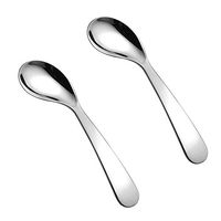 2pcs Stainless Steel Curved Utensils Right Handed Angled Spoon Adaptive Utensils Cutlery Utensils for Baby or Elderly - Increase Comfort for Those with Weak or Painful Grasp