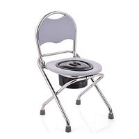 BINZHI Stainless Steel Toilet Chair Home Elderly Pregnant Women Mobile Toilet Folding Portable Non-Slip Foot Pad and Backrest, Wide Seat Bedside Toilet (Color : A)