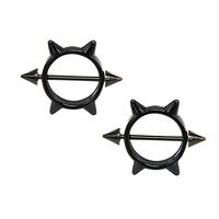 1 Pair Surgical Steel Love Heart Flower Nipple Skeleton Shield Bar Ring Piercing Beauty For gift Party Accessory Trendy Elegant | Shapes - Black Loop Thorn