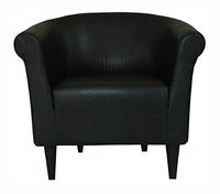 Accent Chair, Contemporary Classic Black Faux Leather Upholstered Club Chair
