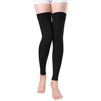 Footless Compression Stockings Women Men, Thigh-High Firm Support 20-30 mmHg Graduated Compression Socks - Moderate Medical Support Hose Swelling Varicose Veins Edema (Black, Small)