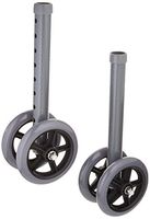 Drive Medical Walker Wheels and Universal Wheels, 5" Heavy Duty Fixed Double Wheels and Glide Caps