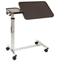 Tilting Overbed Table with Wheels - 2 Height Adjustable Trays with Tilting Large Tray - Locking Caster Wheels - Laptop Table for Bed, Bed Trays for Eating, Built to Hospital Bed Table Standards