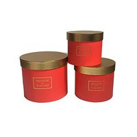 3pcs/Set Gold Color Cover Round Flower Packing Box 2018 New Design Christmas Thanksgiving Gift Box,Valentines's Day Gift Box (Red)
