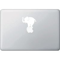 Elephant Balancing Act Macbook or Laptop Vinyl Decal 20142015 3x2.25" WHITE