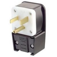 Leviton 9550-P 50-Amp, 125 Volt, Straight Blade, Plug, Industrial Grade, Grounding, Angle, Black