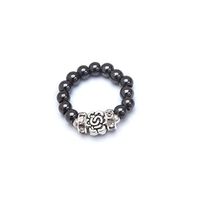 Silver Flower Magnetic Therapy Stretch Ring (XSmall Ring Size 5-6)
