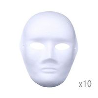 DIY White Paper Mask Pulp Blank Hand Painted Mask Personality Creative Free Design Mask 10pcs (Men)