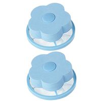 Household Reusable Washing Machine Lint Getter Filter Mesh Bag Hair Filter Net Pouch Lint Trapper 2Pcs (2, Blue)