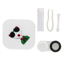 Contact Lenses Storage Box, Mini Portable Cartoon Glasses Container Holder with Mirror Tweezers Applicator and Solution Bottle Travel Home Use (White)